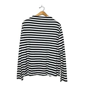 Weekday The Real‎ Long Sleeve Classic Black White Stripe Cotton Top Large L